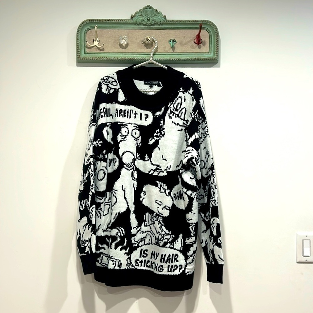 Dolls Kill Rugrats thinking too much knit nostalgia graphic sweater medium/large